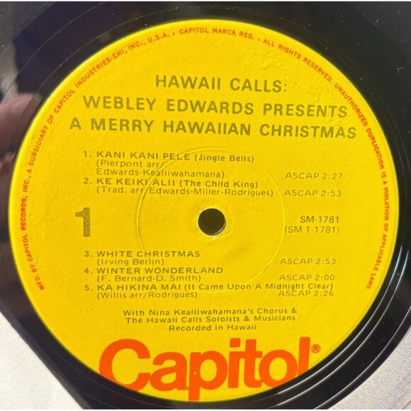 Webley Edwards Presents Hawaii Calls LP A Merry Hawaiian Christmas In Shrink - Picture 2 of 6